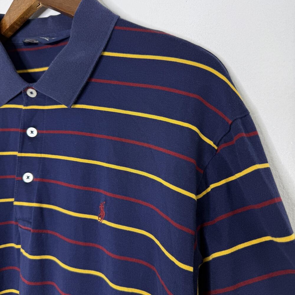 Polo Golf Ralph Lauren Polo Shirt Mens Large Classic Fit Blue Stripe Pima Cotton